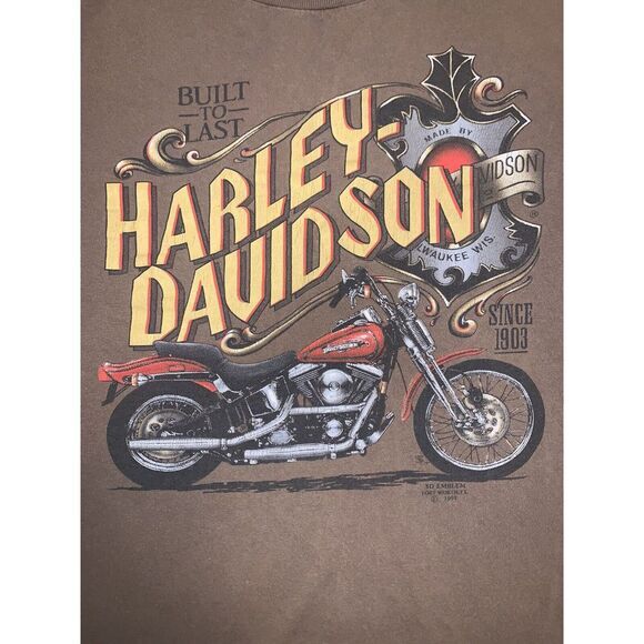 Men's Large 1991 Harley Davidson 3D Emblem Fort Worth Texas T Shirt Vintage - Picture 4 of 8